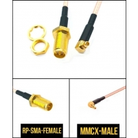 Пигтейл радиочастный (переходник) RP-SMA-female - MMCX, кабель RG316, 50 Ом, 20 см