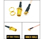 Пигтейл радиочастный (переходник) RP-SMA-female - MMCX, кабель RG316, 50 Ом, 20 см
